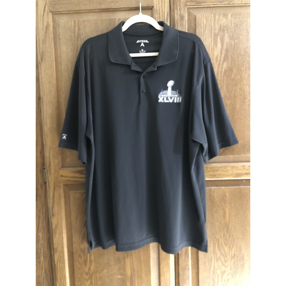Super Bowl XLVII Men Size XLarge‎ Polo NFL Black Short Sleeve Golf Shirt Antigua
